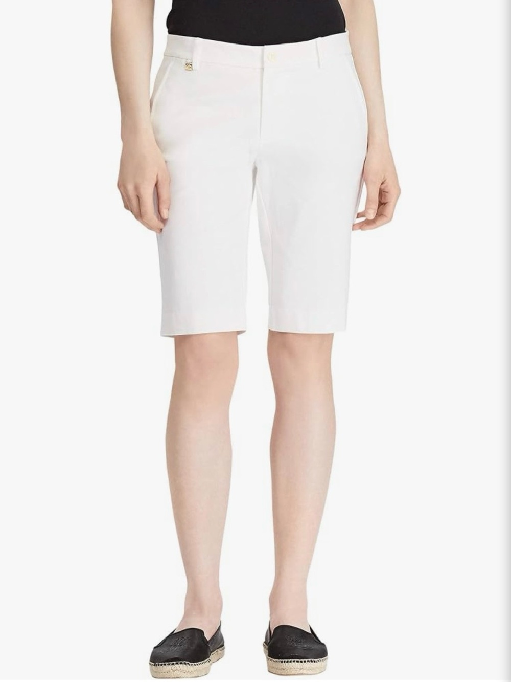 NWT Women's Lauren Ralph Lauren Shorts size 16 White Stretch Twill